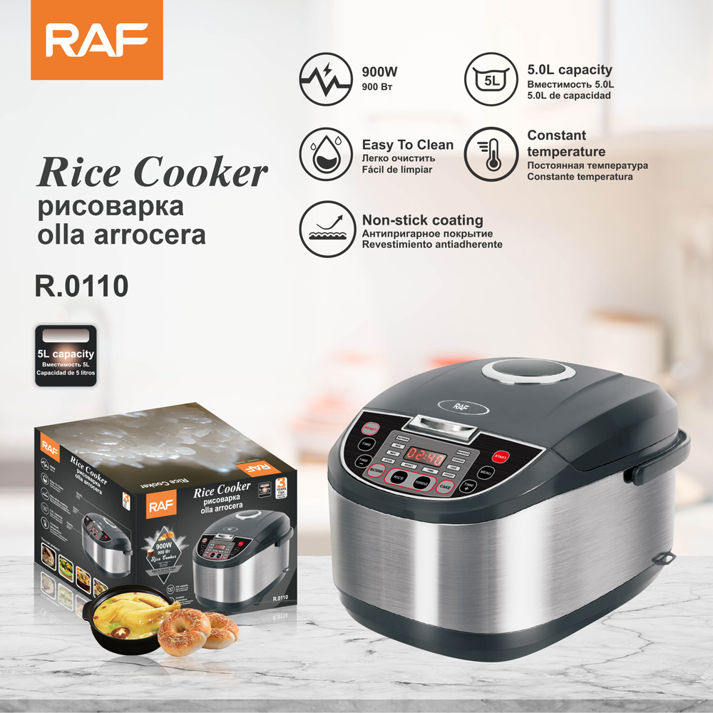 Capacity Rice Cooker Logo RAF 5L Large Capacity Rice Cooker with 900W Power Constant | RAF