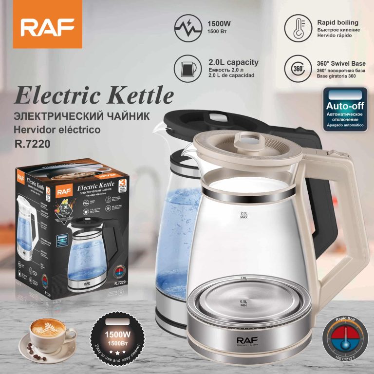 R.7220 Glass Material Automatic Power-off 2L Tea Maker Machine Electric Glass Kettles