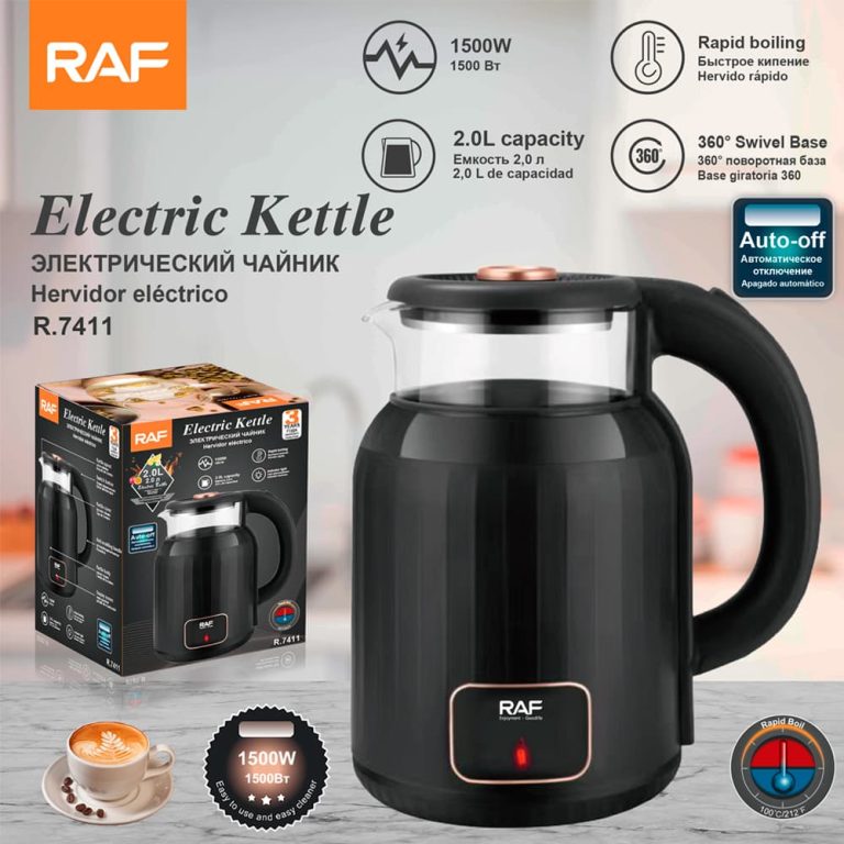 R.7411 Electric Kettle Glass Water Tea Fast Heating with Temperature Control 2L