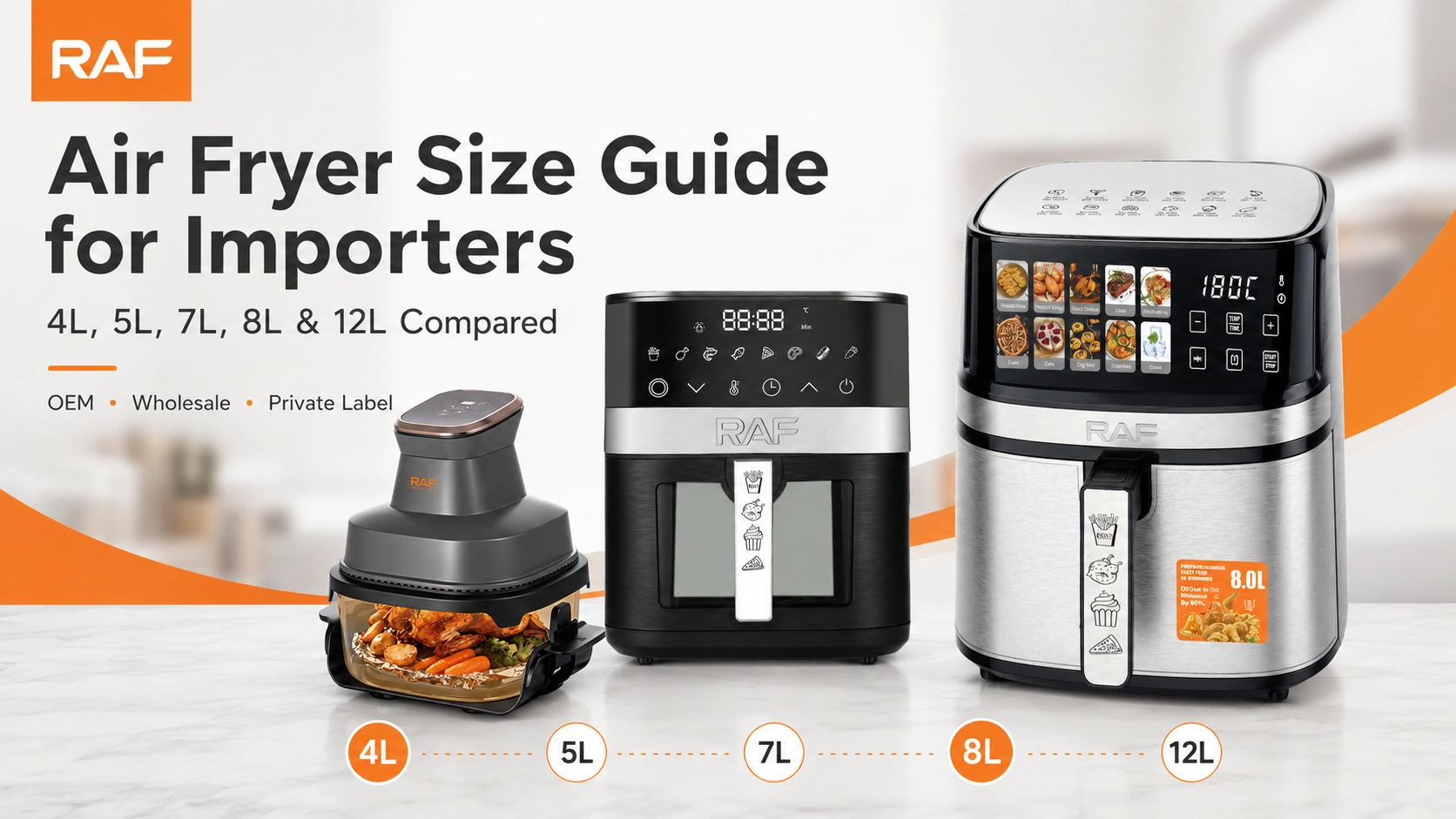 Air Fryer Size Guide for Importers 4L, 5L, 7L, 8L and 12L Compared