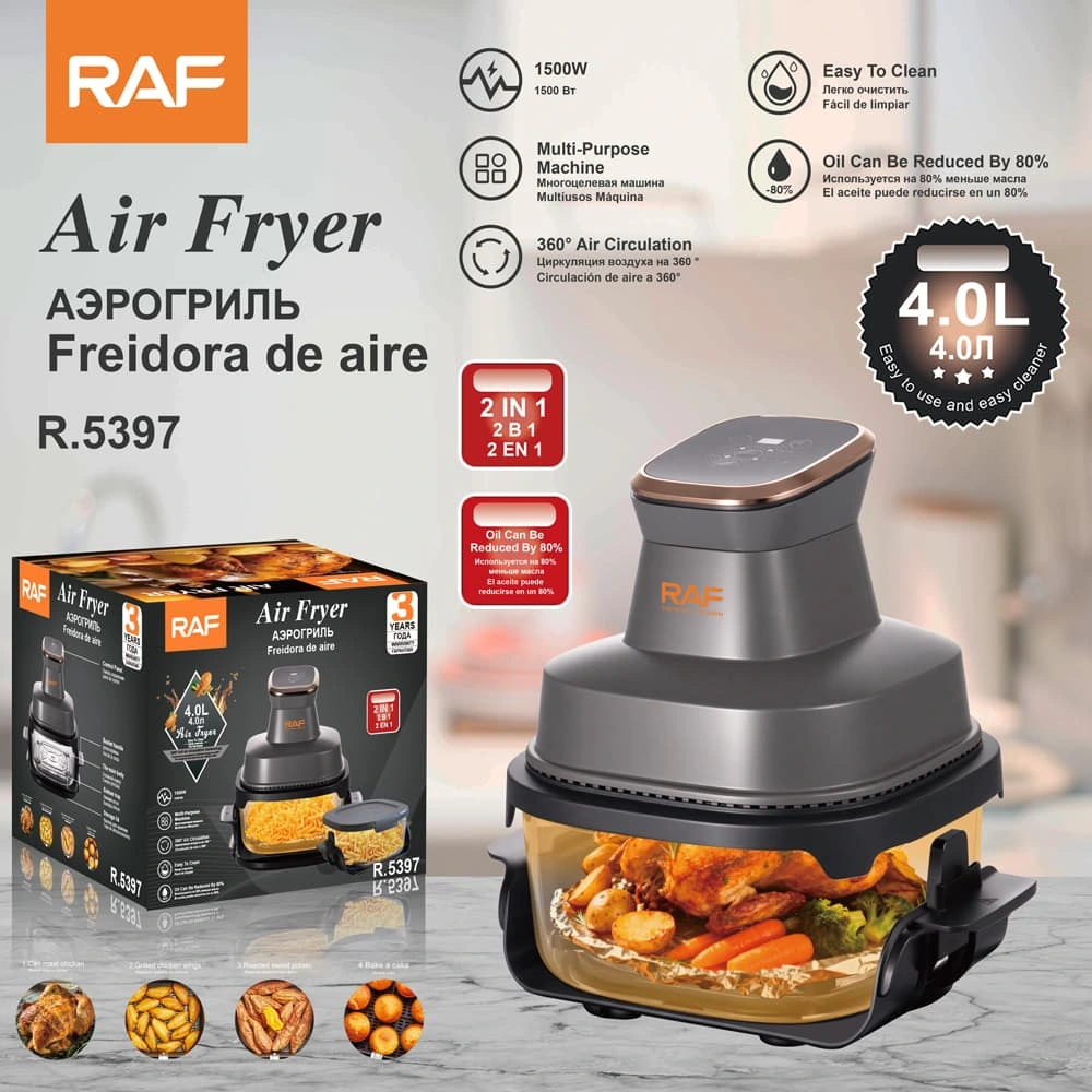 RAF R.5397 4.0L smart touch screen oil free hot air fryer oven with 1500W heating and 360° air circulation