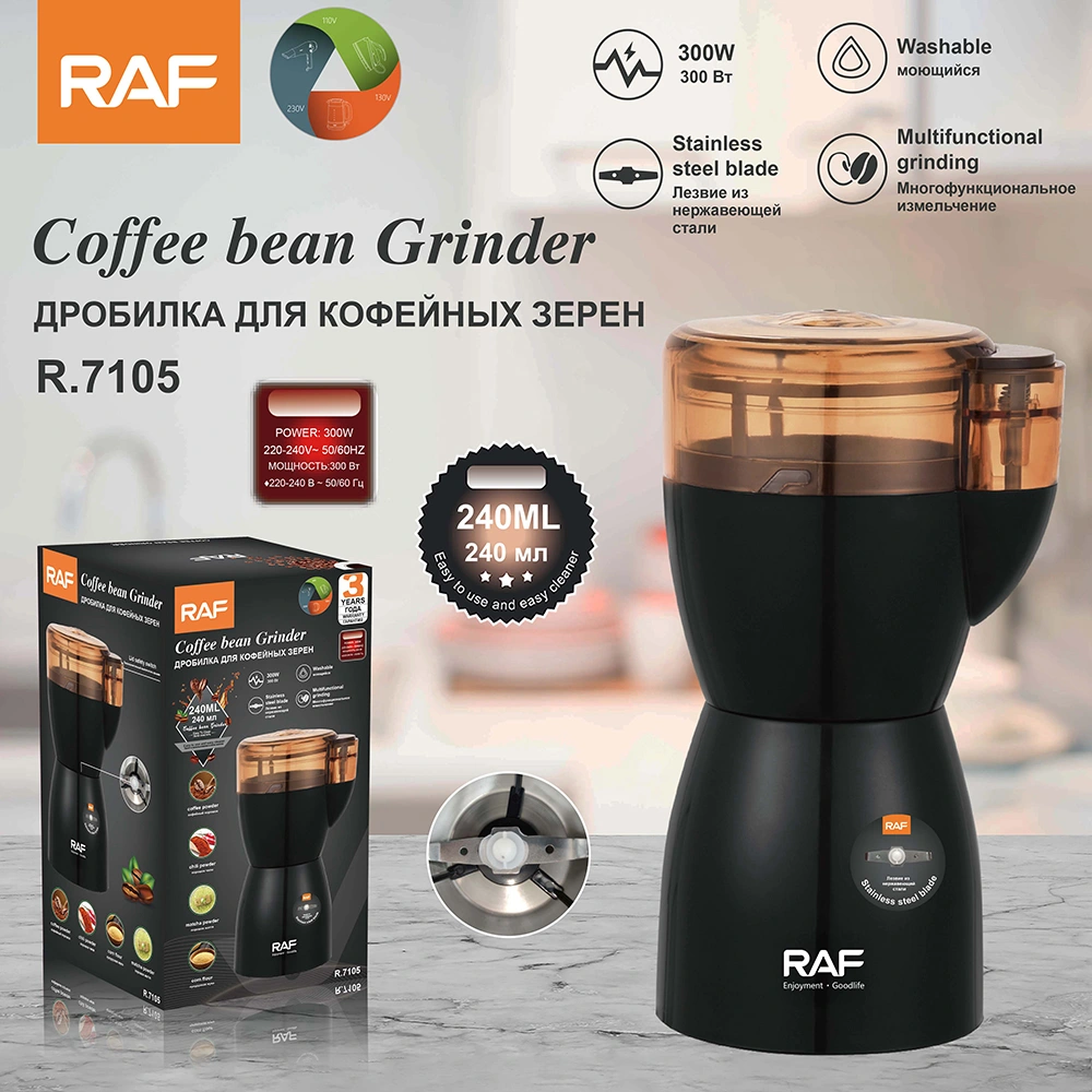 RAF R.7149 portable rechargeable coffee grinder with 5 adjustable grind settings for coffee beans, spices and dry ingredients