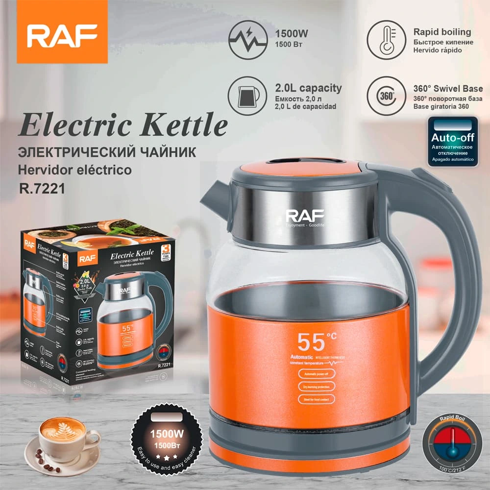RAF R.7221 2L glass electric kettle for wholesale range planning